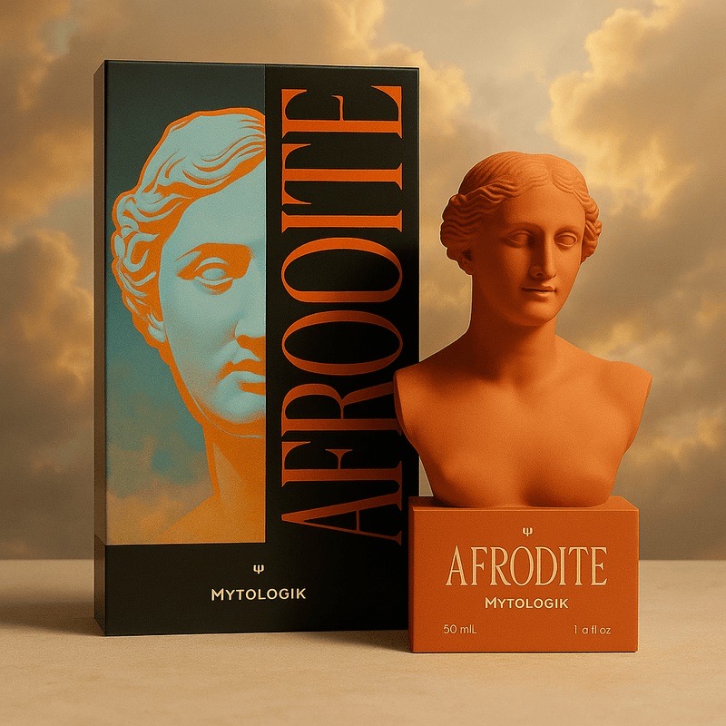 Afrodite, parfum de la collection mythologique : flacon et étui